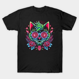 Crazy Neon Alternative Cat T-Shirt